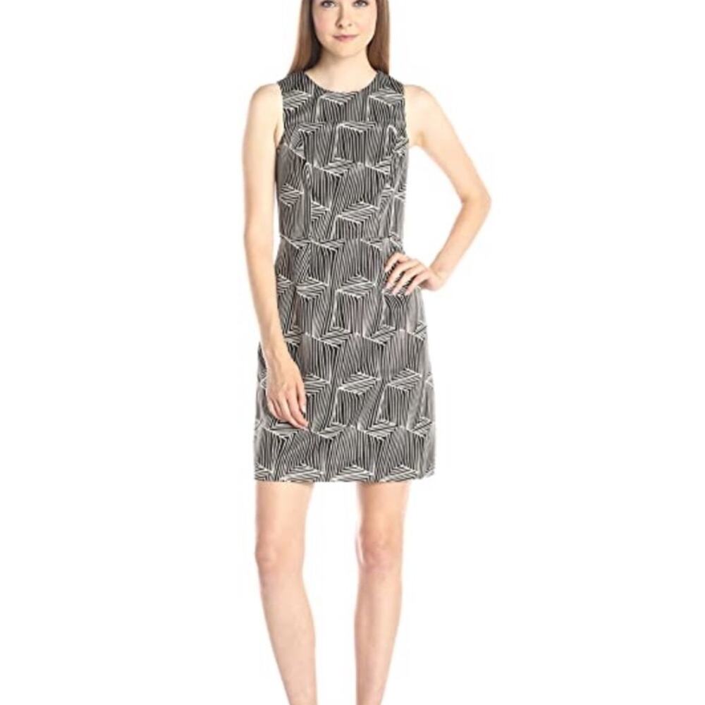 Shoshanna Glenda Abstract Jacquard Metallic Sheath Dress Black Gold Size 4